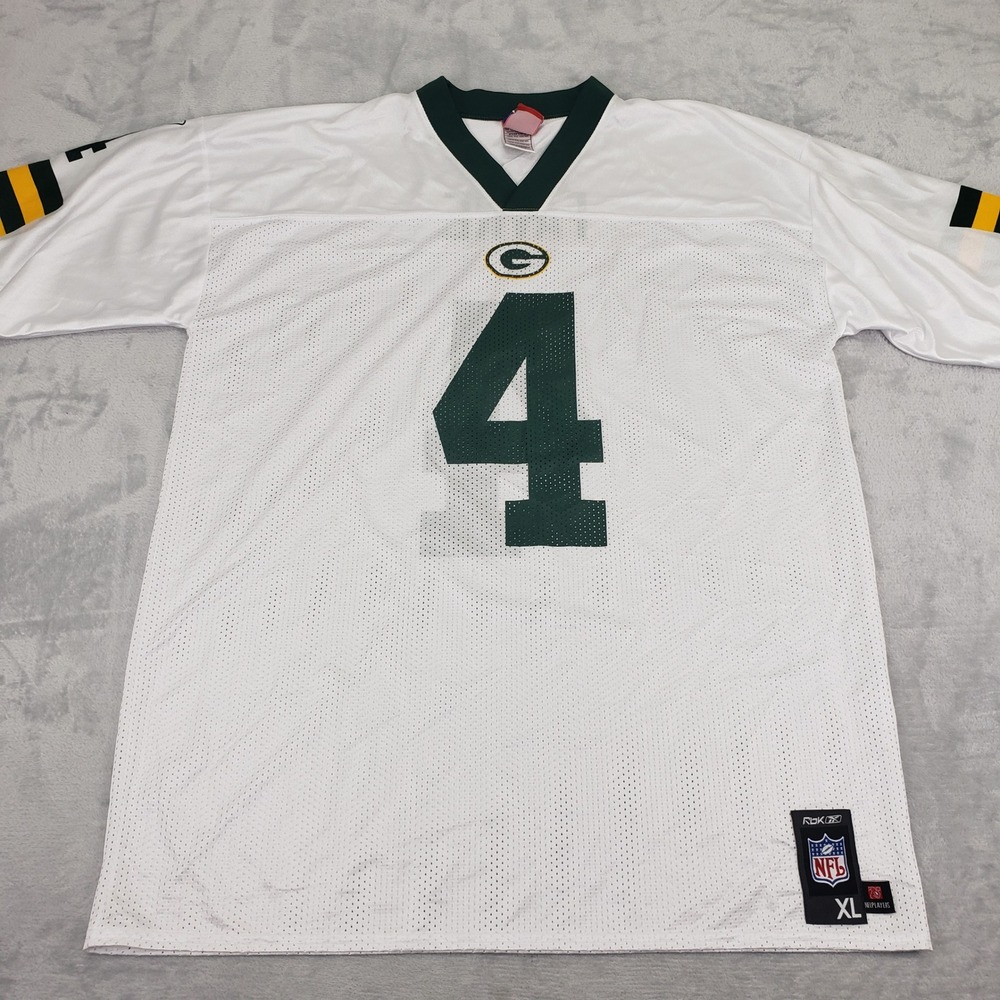 Reebok Green Bay‎ Packers Brett Favre 4 NFL Jersey White Men's XL Football Shirt - Picture 10 of 10